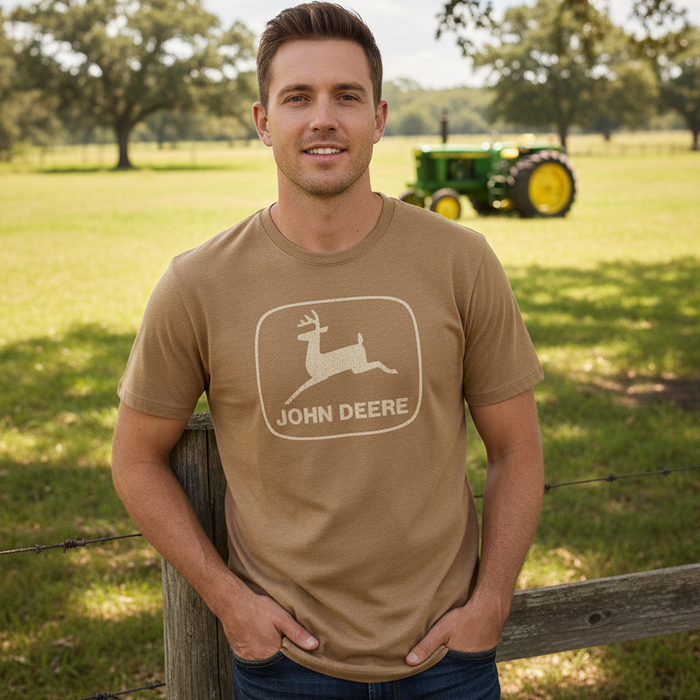 John Deere Men's Vintage Style Brown T-Shirt