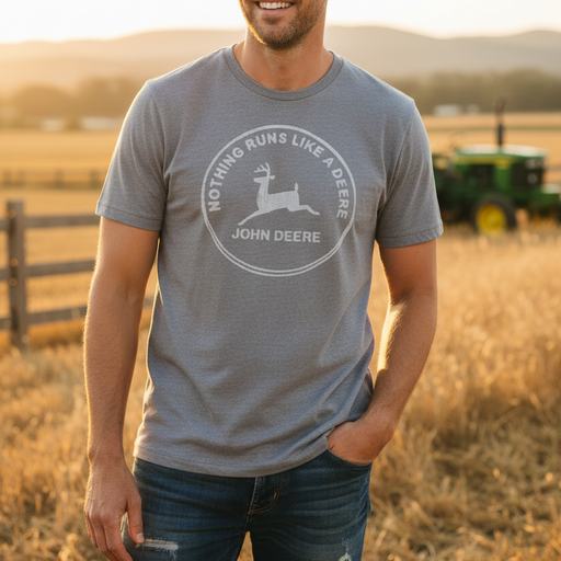 John Deere Men's Grey "Nothing Runs Like a Deere" T-Shirt