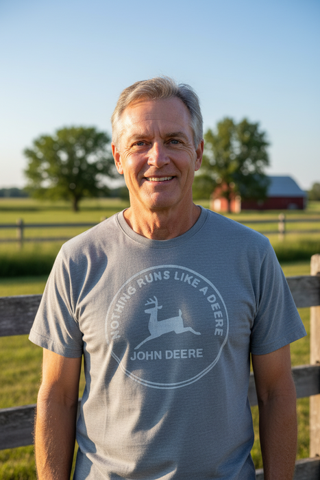 John Deere Men's Grey "Nothing Runs Like a Deere" T-Shirt