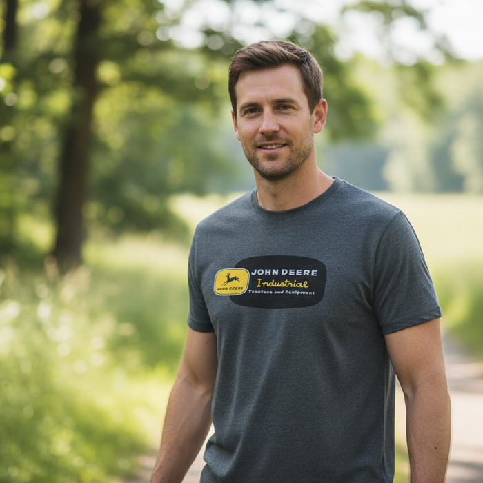 John Deere Men's Grey "Industrial Tractors & Equipment" T-Shirt