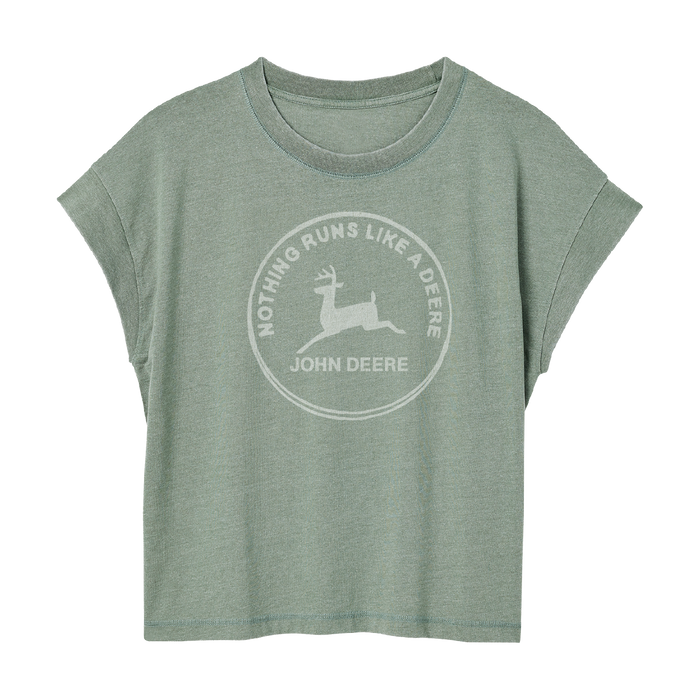 John Deere Ladies Green Vintage Sign T-Shirt