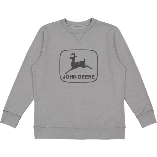 John Deere Mens Grey Vintage Fleece Sweatshirt