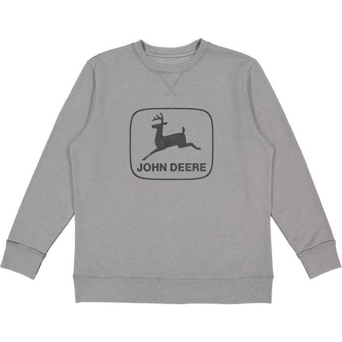 John Deere Mens Grey Vintage Fleece Sweatshirt