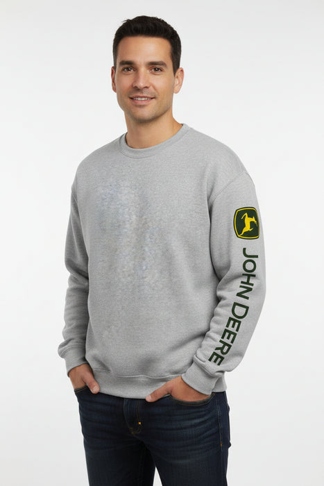 John Deere Men's Oxford Logo Sleeve Crew Neck