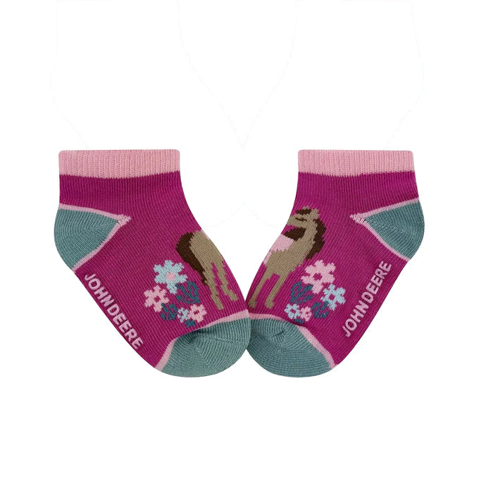 John Deere Infant Girls 3 Pack Shortie Socks