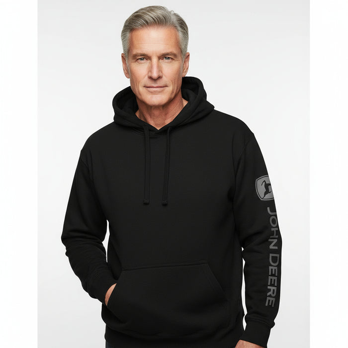 John Deere Men's Black Logo Sleeve Hoodie