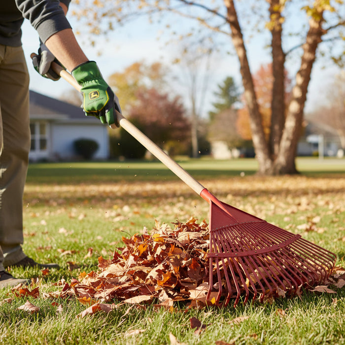 John Deere Spandex Back Cowhide Green Glove