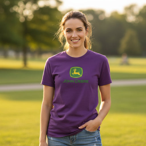 John Deere Ladies Fuchsia Logo Tee