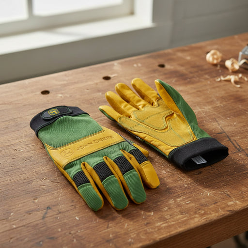 John Deere Cowhide Glove Spandex Back