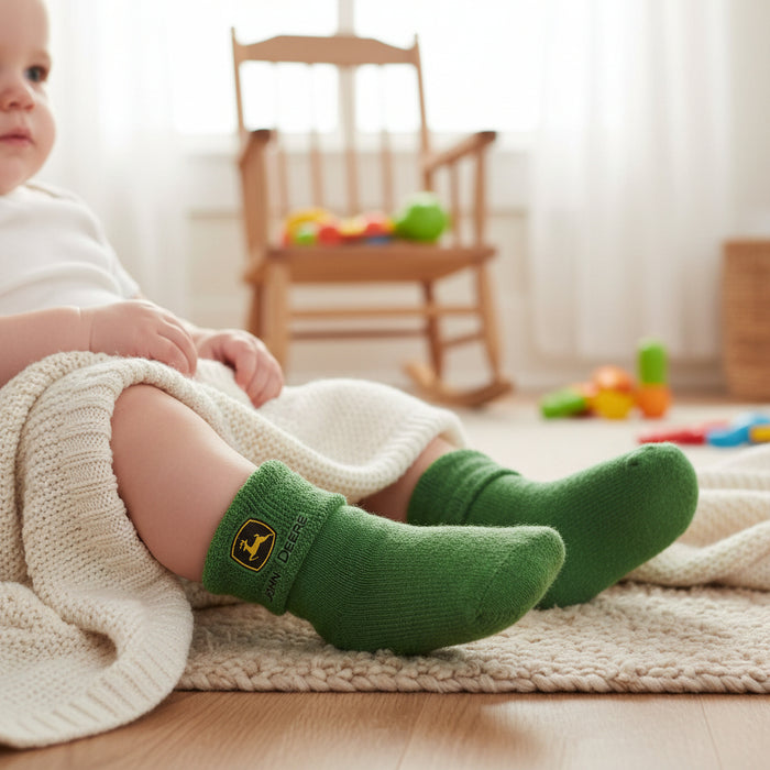 John Deere Infant Boys Green Bootie Sock