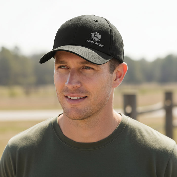 John Deere Mens Black And Silver Logo Cap