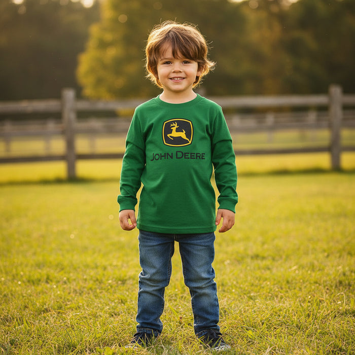 John Deere Boys Green Logo Long Sleeve