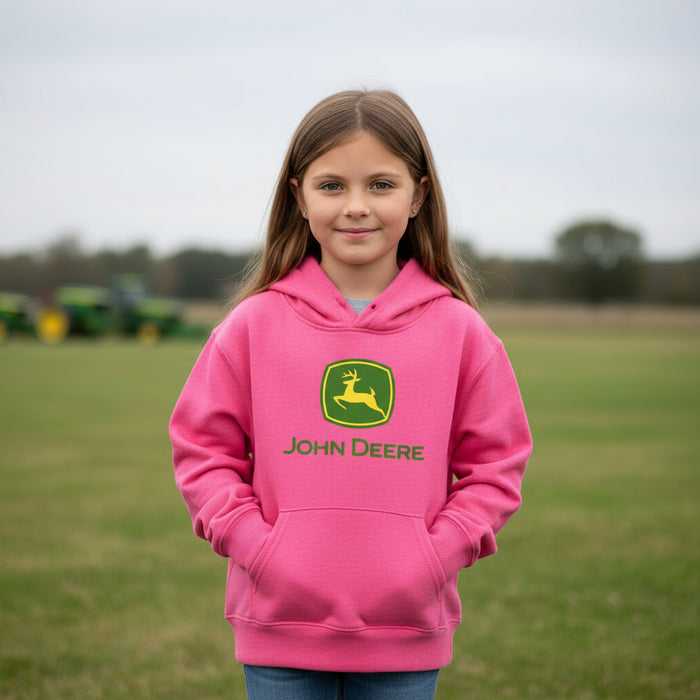 John Deere Youth Girls Hot Pink Hoodie