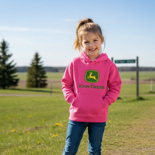 John Deere Youth Girls Hot Pink Hoodie