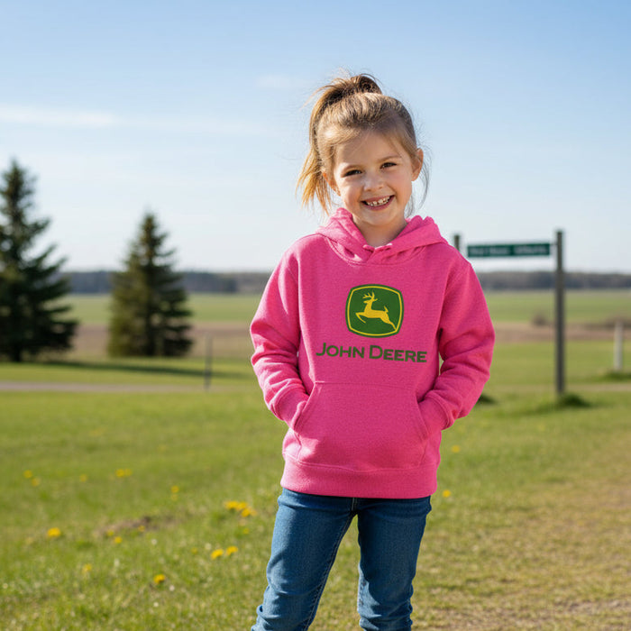 John Deere Youth Girls Hot Pink Hoodie