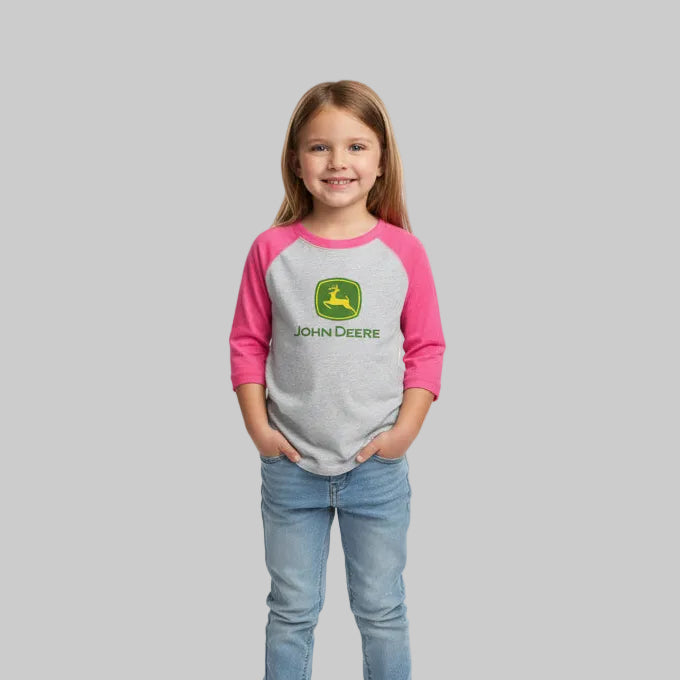 John Deere Youth Girls 3/4 Sleeve Tee Pink