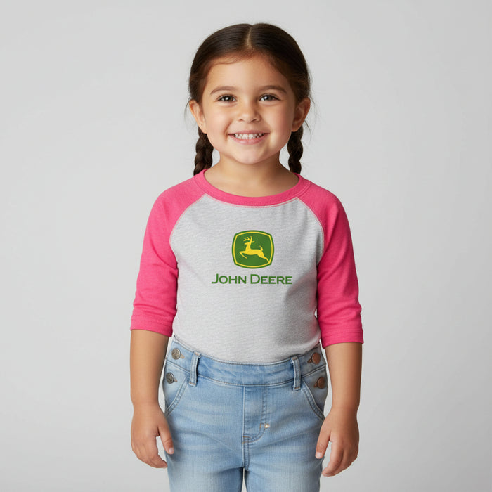 John Deere Toddler Girls 3/4 Sleeve Pink Tee