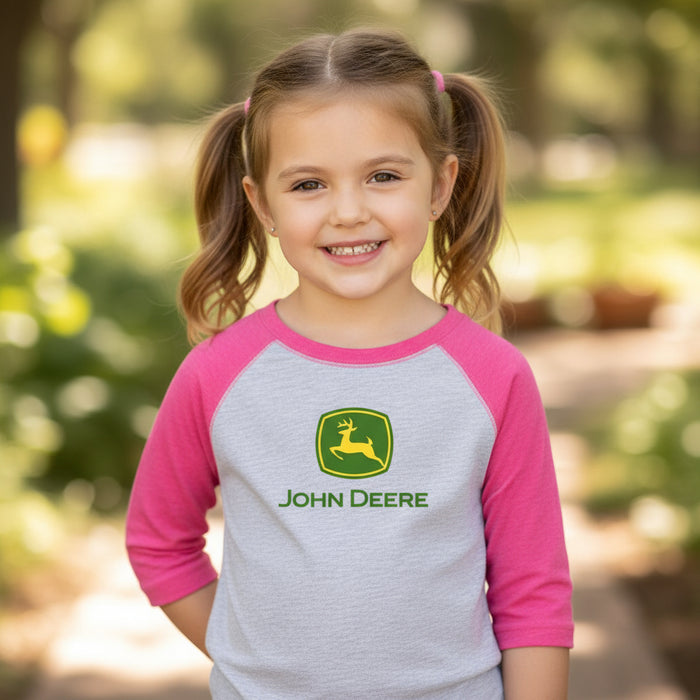 John Deere Toddler Girls 3/4 Sleeve Pink Tee