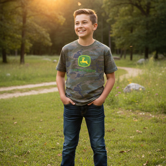 John Deere Youth Boys Logo Camo Tee