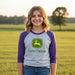John Deere Youth Girls Purple Logo Tee