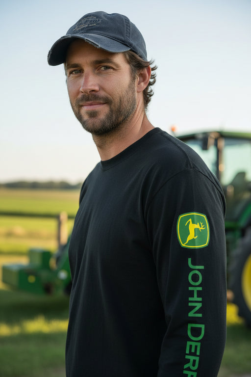 John Deere Men's Black Long Sleeve