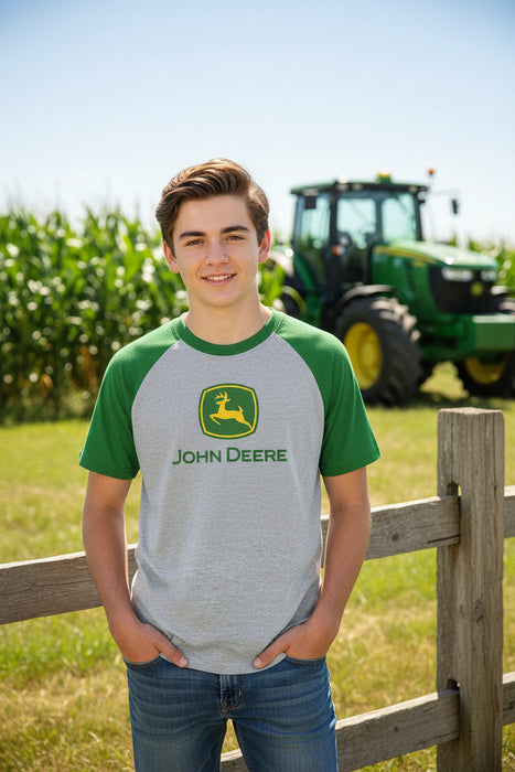 John Deere Youth Boys Raglan Logo Tee