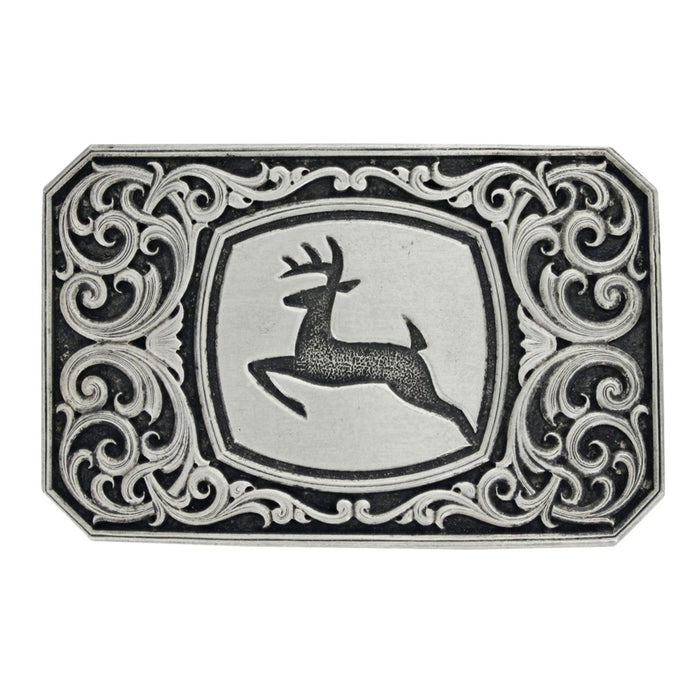 John Deere Antiqued Silver Filigree Buckle