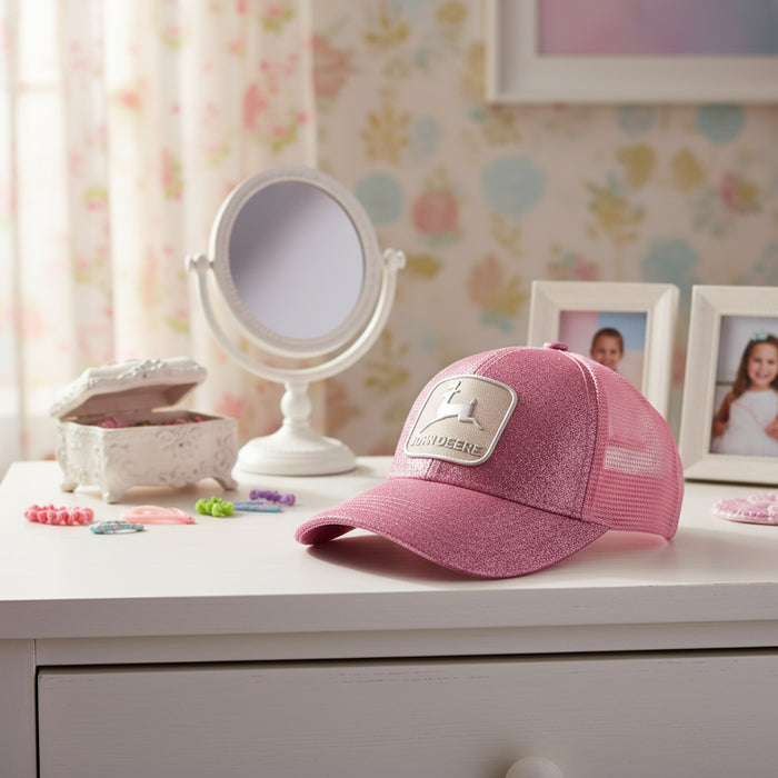 John Deere Toddler Girls Pink Glitter Cap