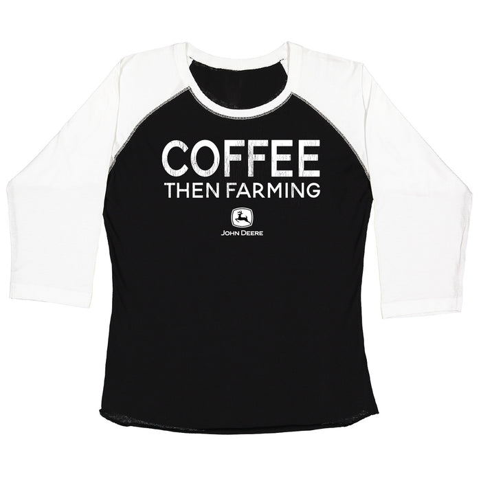 John Deere Ladies Black Coffee Raglan Tee