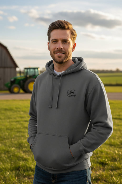 John Deere Men's Charcoal B&W Tractor Hood