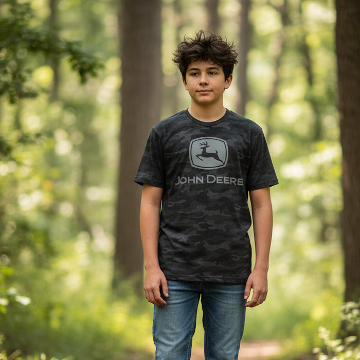 John Deere Youth Boys Logo Camo Tee