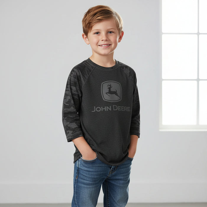 John Deere Youth Boys Camo Raglan Tee