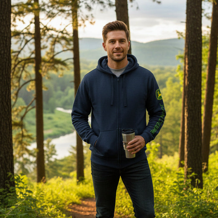 John Deere Men's Navy Full Zip Hoodie