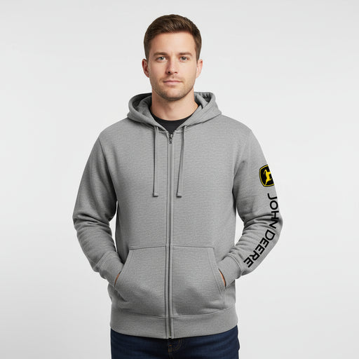 John Deere Men's Oxford Logo Full Zip Hoodie