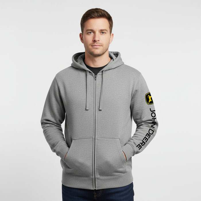 John Deere Men's Oxford Logo Full Zip Hoodie