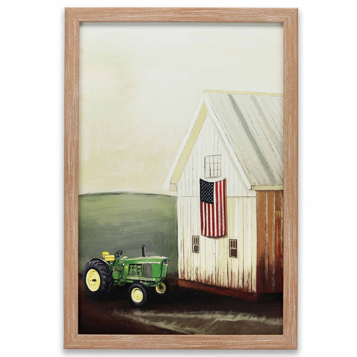 John Deere Tractor By Barn Wood Framed Décor