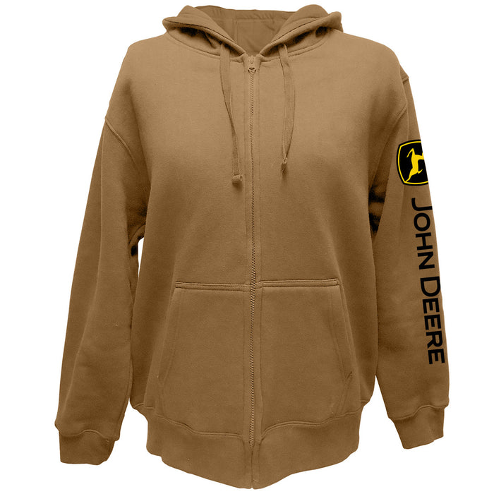 John Deere Construction Brown Full Zip Hood