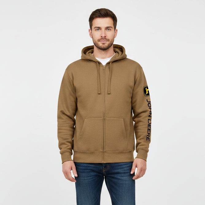 John Deere Men's Construction Brown Full Zip Hood
