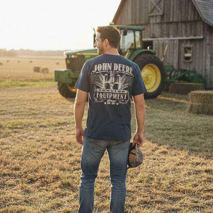John Deere Men's Indigo Newsprint Tee