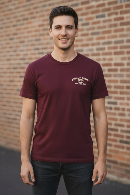 John Deere Men's Burgundy Piston Wings Tee