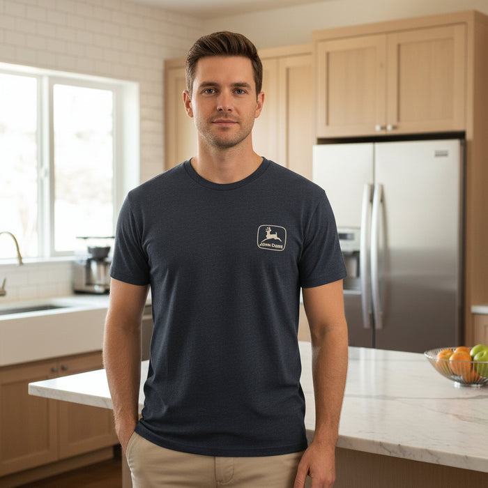 John Deere Men's Navy Deer Logo Heather Tee