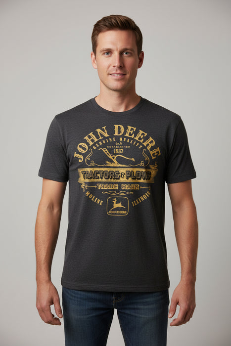 John Deere Men's Tractors & Plows Heathered Tee