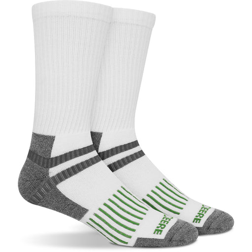 white John Deere Mens Crew Performance Work Sock