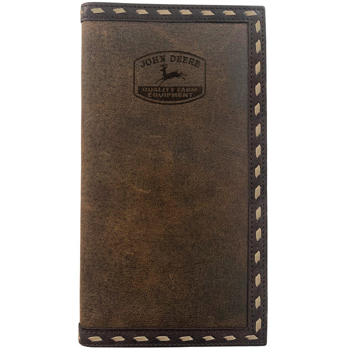 John Deere Men Leather Laced Checkbook