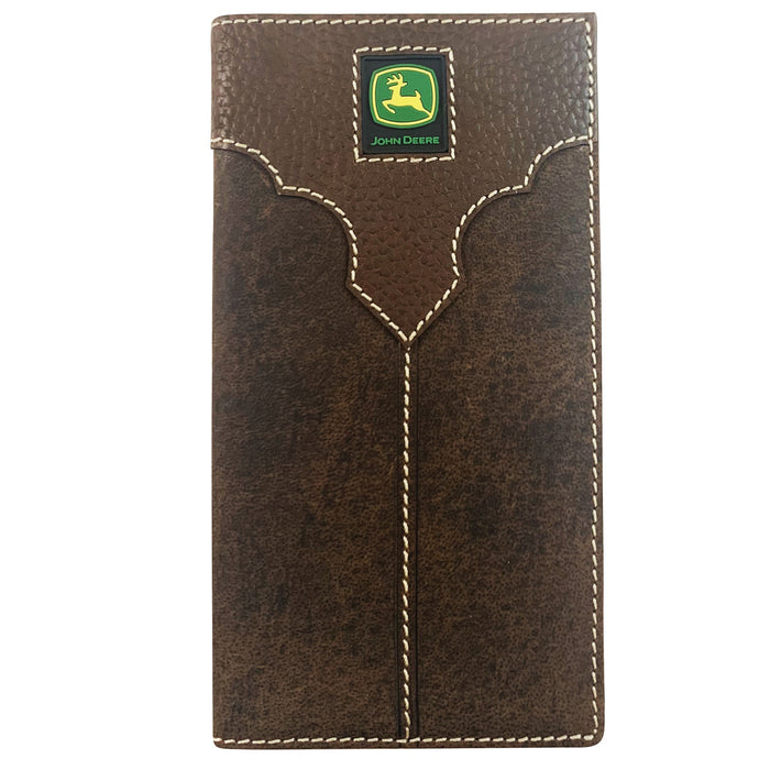 John Deere Men Rugged Leather Checkbook