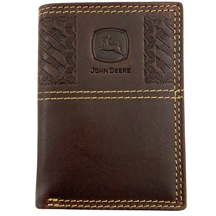 John Deere Men Basketweave Trifold Wallet