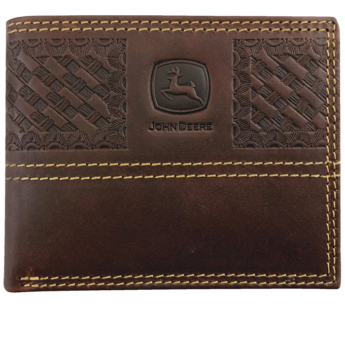 John Deere Men Basketweave Bifold Wallet