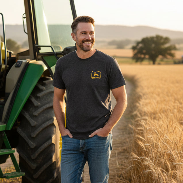 John Deere Men's Black & Yellow Lightning Tee