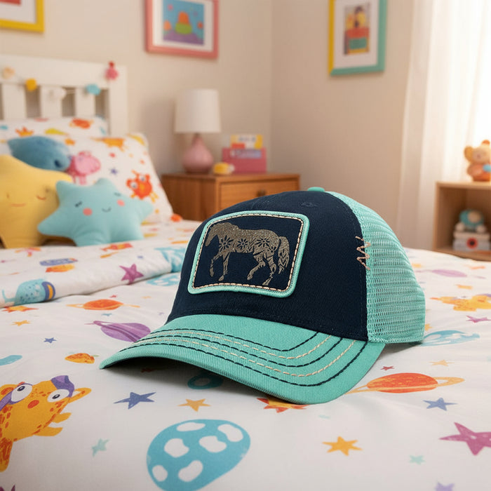 John Deere Toddler Girls Gold Horse Mesh Cap