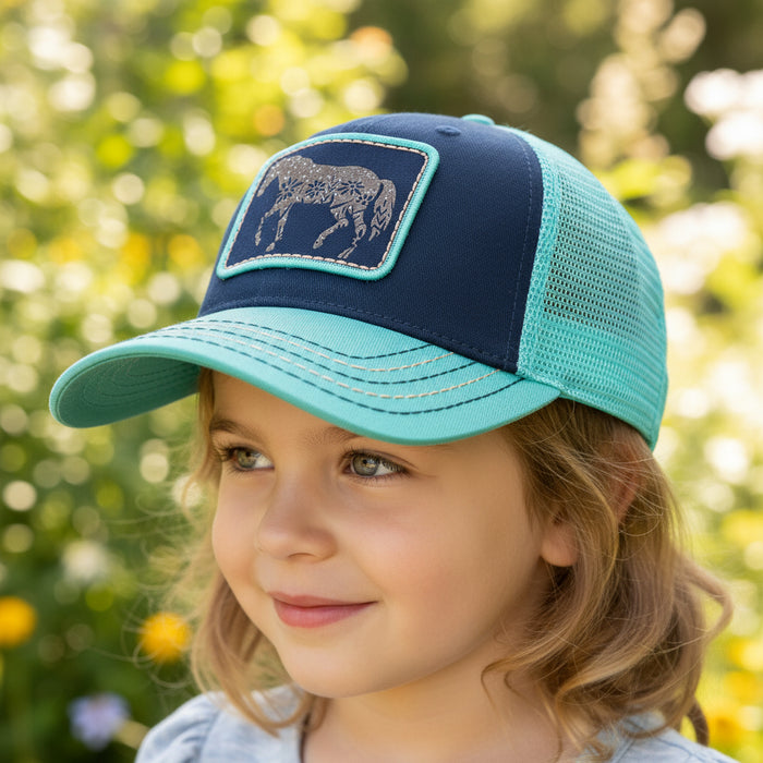 John Deere Toddler Girls Gold Horse Mesh Cap